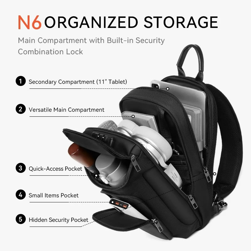 NovatechSolutions N6 Sling Chest Bag with Combination Lock