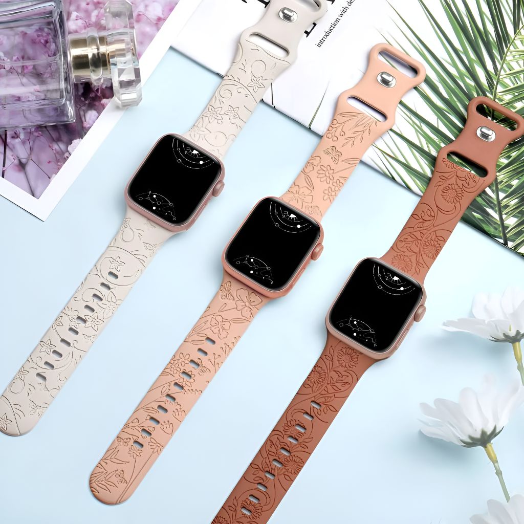 Nova Floral Engraved Silicone Band