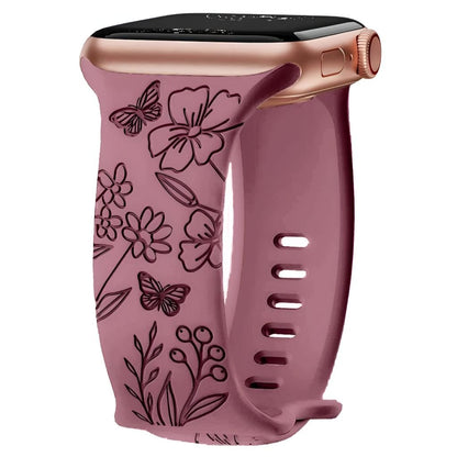 Nova Floral Engraved Silicone Band